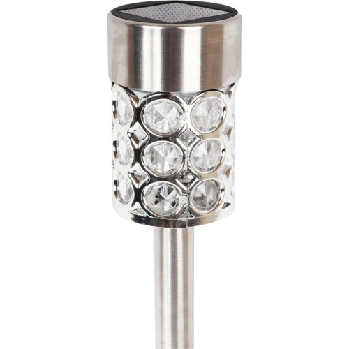 Multikolorowa Srebrna Lampa Ogrodowa Solarna LED 37x6 cm ze Stali Nierdzewnej