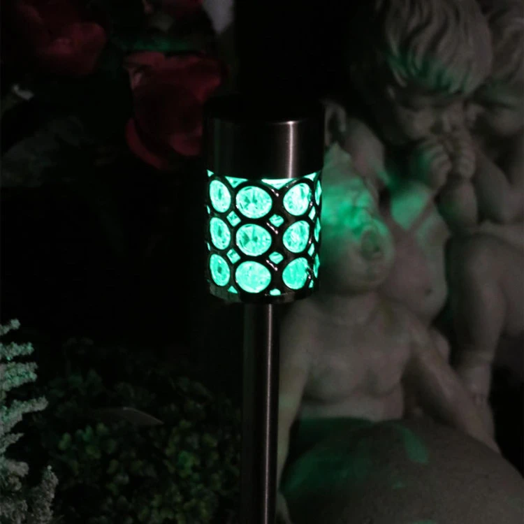 Multikolorowa Srebrna Lampa Ogrodowa Solarna LED 37x6 cm ze Stali Nierdzewnej