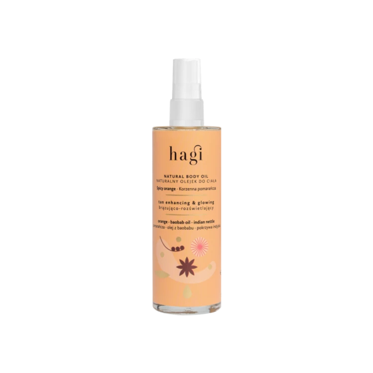 Hagi Naturalny olejek do ciała rozświetlający i przedłużający opaleniznę Korzenna Pomarańcza 100 ml